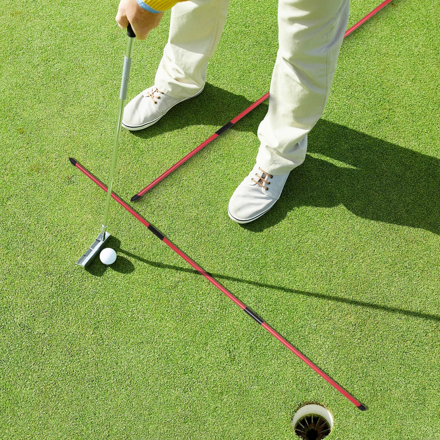 Golf Alignment Sticks 2 Sets 48Inch Alignment Practice Rods Collapsible 6 Colors Golf Alignment Sticks Golf Swing Training Tools