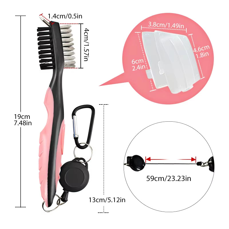 Golf Club Brush Golf Groove Cleaning Brush 2 Sided Golf Putter Wedge Ball Groove Cleaner Kit Cleaning Tool Golf Accessories